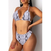 Lovely Snakeskin Print Two-piece Swimsuit