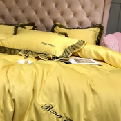 Lovely Leisure Flounce Design Yellow Bedding Set