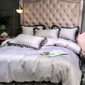 Lovely Leisure Flounce Design Purple Bedding Set