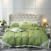 Lovely Sweet Lace Hem Green Bedding Set
