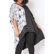 Lovely Casual O Neck Asymmetrical Black T-shirt