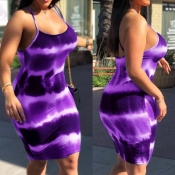 Lovely Leisure Tie-dye Purple Knee Length Dress
