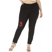 Lovely Stylish Embroidered Design Black Plus Size 