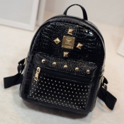 Lovely Stylish Rivet Decorative Black Backpack