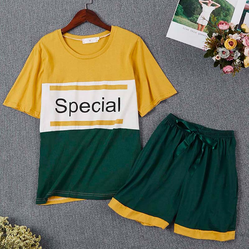 

Lovely Leisure Cartoon Print Yellow Sleepwear