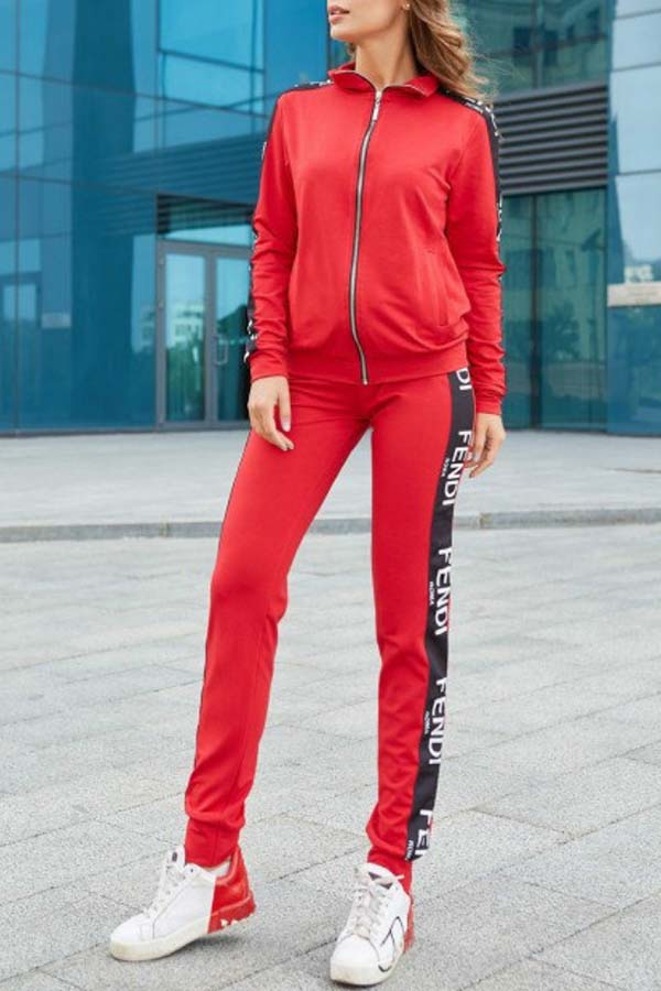 

Lovely Casual Letter Print Red Loungewear