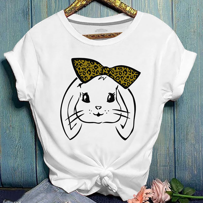 

Lovely Leisure O Neck Cartoon Print White T-shirt