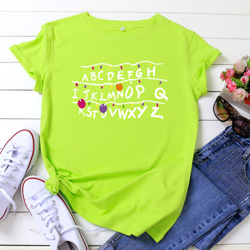 

Lovely Leisure O Neck Letter Print Green Plus Size T-shirt