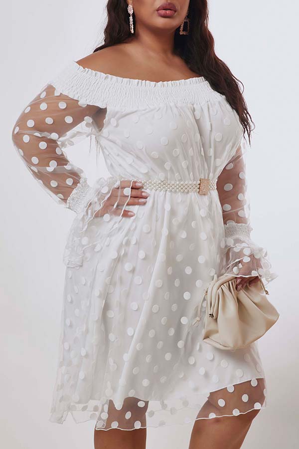 

Lovely Casual See-through White Knee Length Plus Size Dress