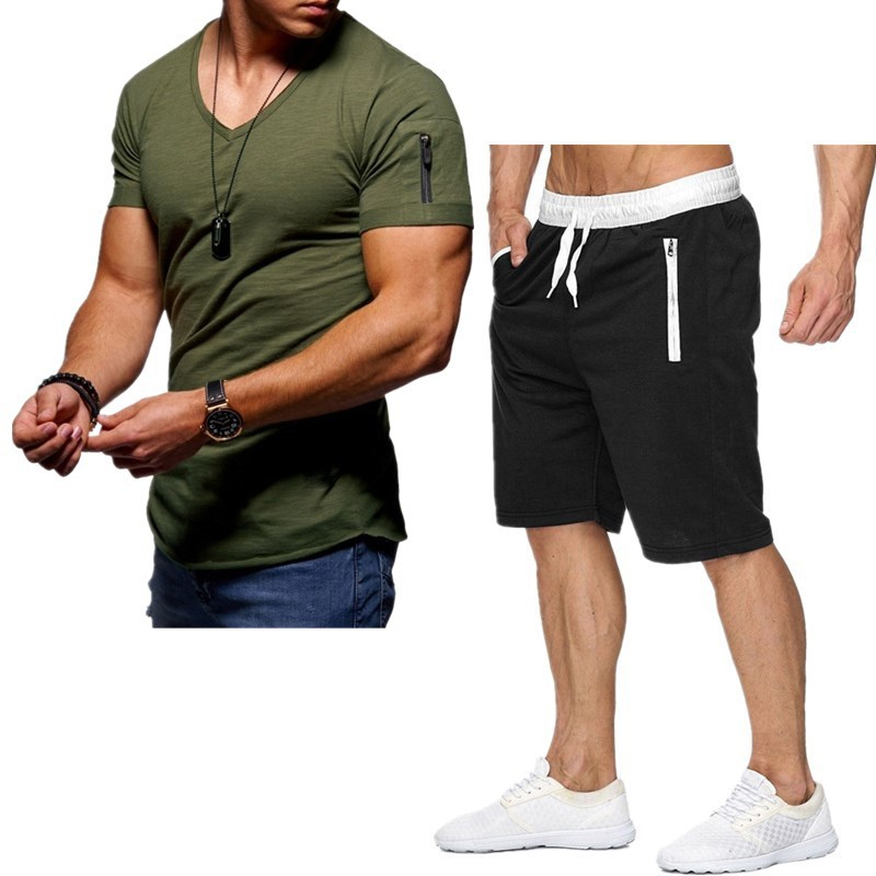 

Lovely Leisure O Neck Lace-up Army Green Two-piece Shorts Set