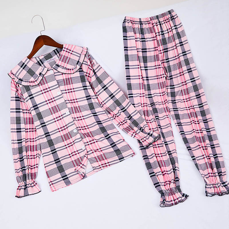 

Lovely Sweet Grid Print Pink Sleepwear