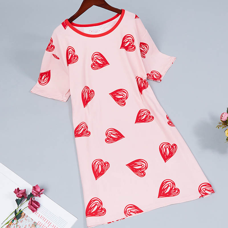 

Lovely Casual Heart Print Red Sleepwear