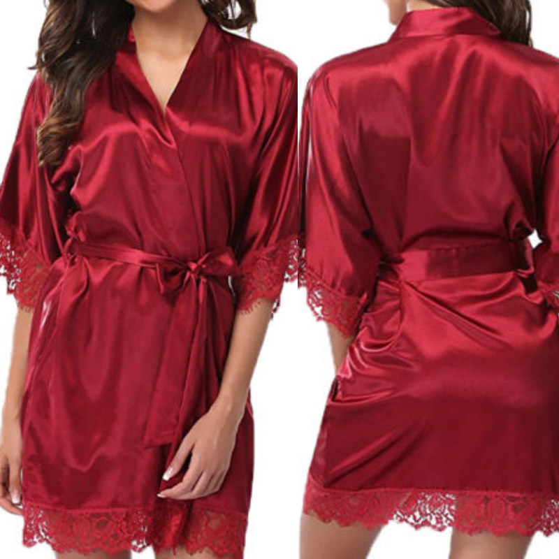 

Lovely Leisure Lace Patchwork Wine Red Sleepwear