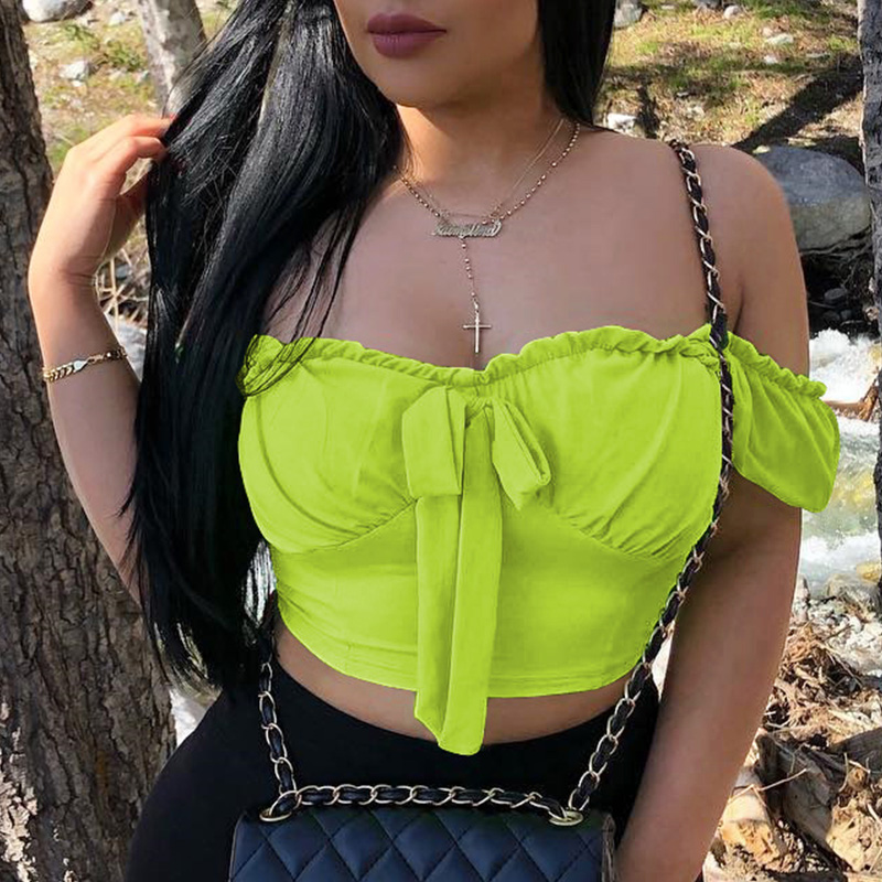 

Lovely Casual Dew Shoulder Light Green Blouse