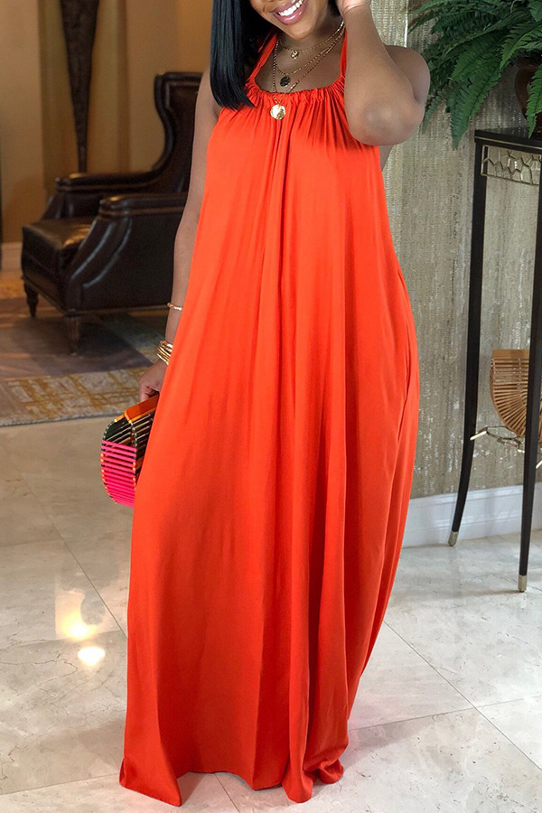 

Lovely Casual Loose Jacinth Maxi Dress