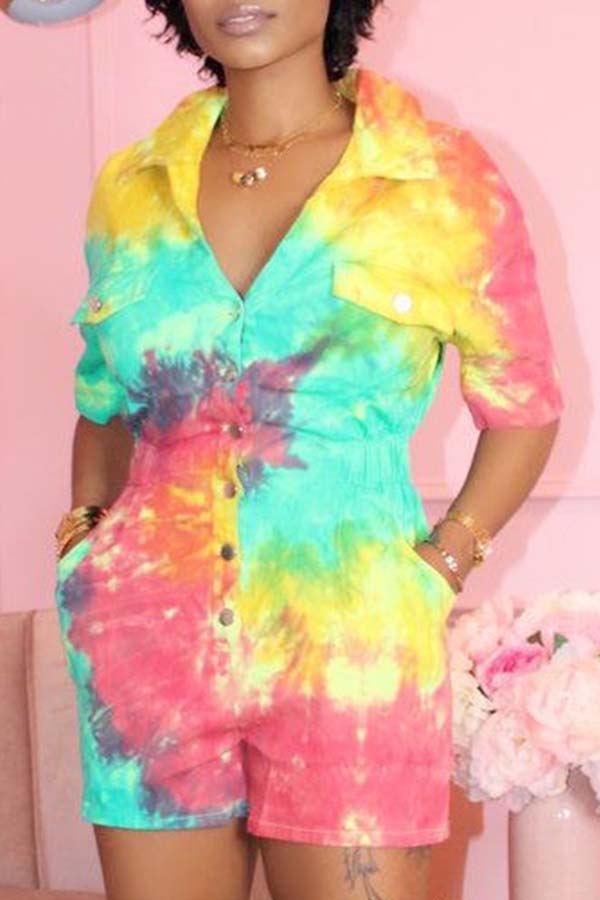 

Lovely Trendy Tie-dye Multicolor One-piece Romper, Multi