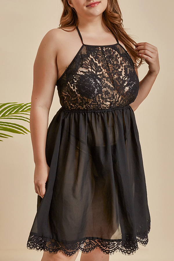 

Lovely Sexy See-through Black Sleepwear