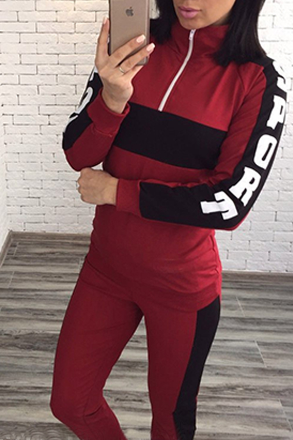 

Lovely Trendy Patchwork Red Loungewear