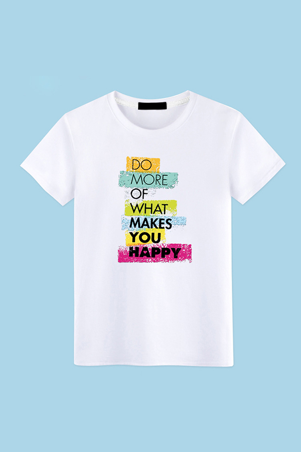 

Lovely Leisure O Neck Letter White T-shirt