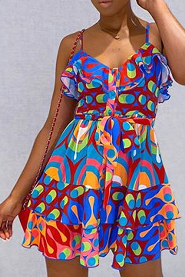 

Lovely Stylish Print Multicolor Mini Dress, Multi