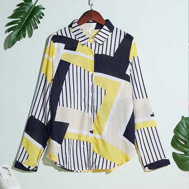 

Lovely Trendy Striped Print Yellow Shirt