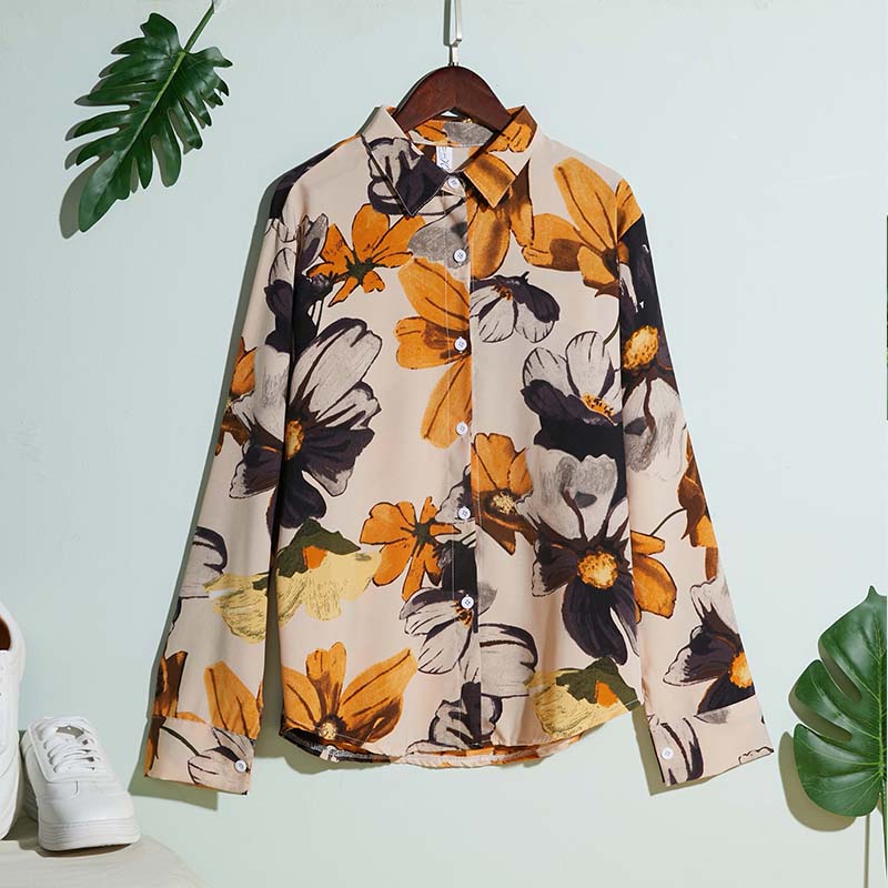 

Lovely Trendy Floral Print Yellow Shirt