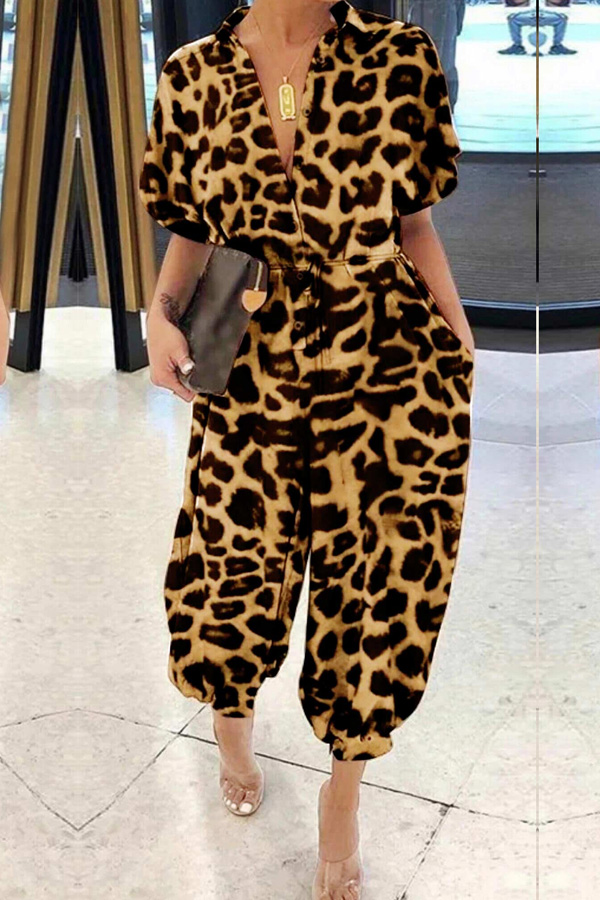 

Lovely Trendy Print Yellow One-piece Jumpsuit