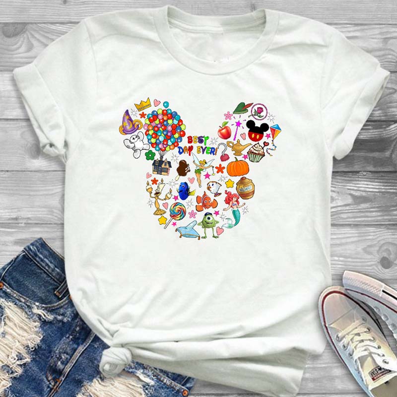 

Lovely Leisure O Neck Print Multicolor Plus Size T-shirt, Multi