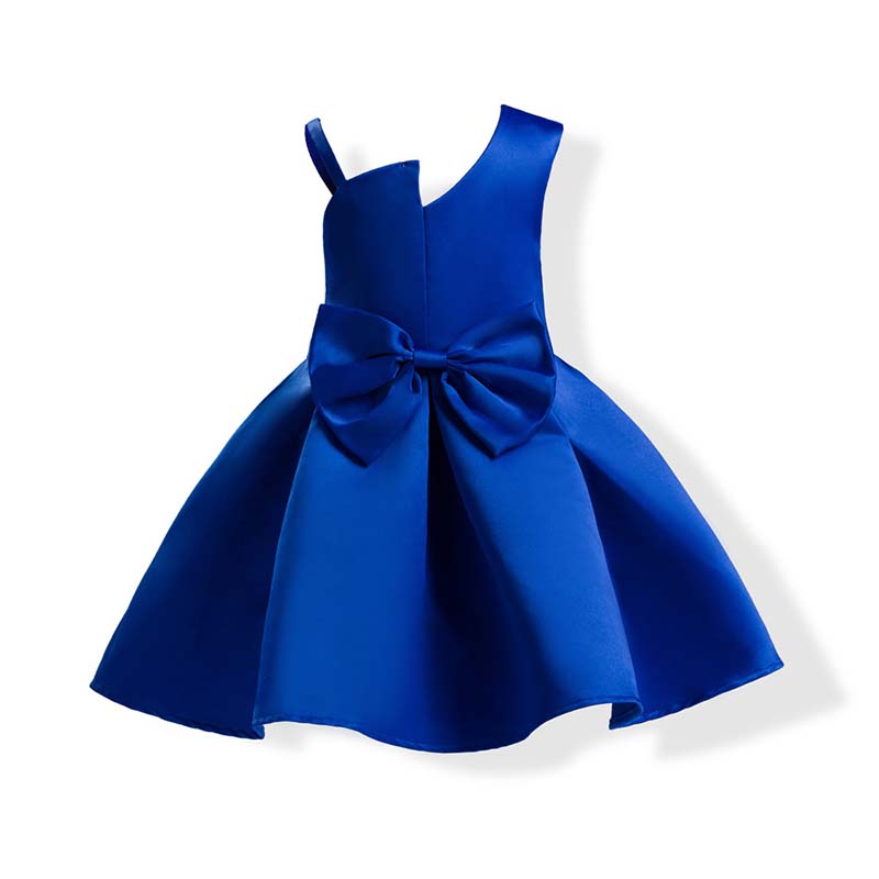 

Lovely Trendy Bow-Tie Deep Blue Girl Knee Length Dress