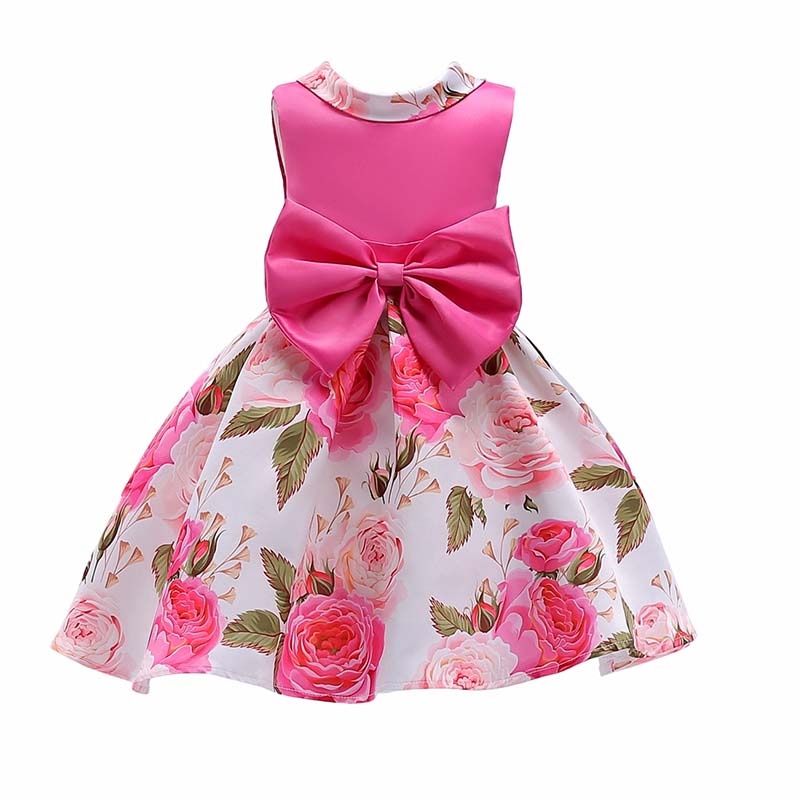 

Lovely Sweet Print Rose Red Girl Knee Length Dress