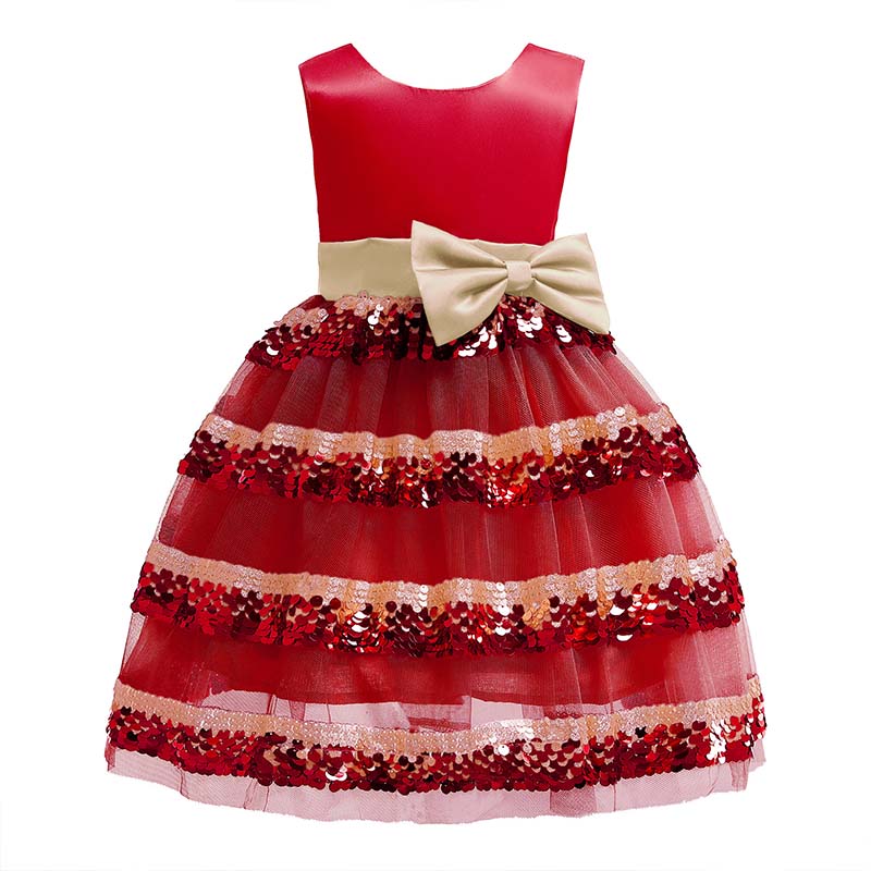 

Lovely Sweet Layered Cascading Ruffle Red Girl Knee Length Dress