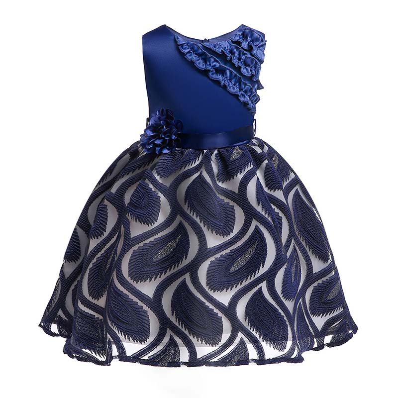 

Lovely Trendy Patchwork Dark Blue Girl Knee Length Dress