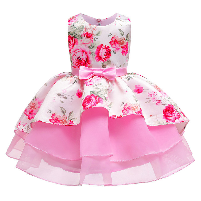 

Lovely Sweet Print Pink Girl Knee Length Dress