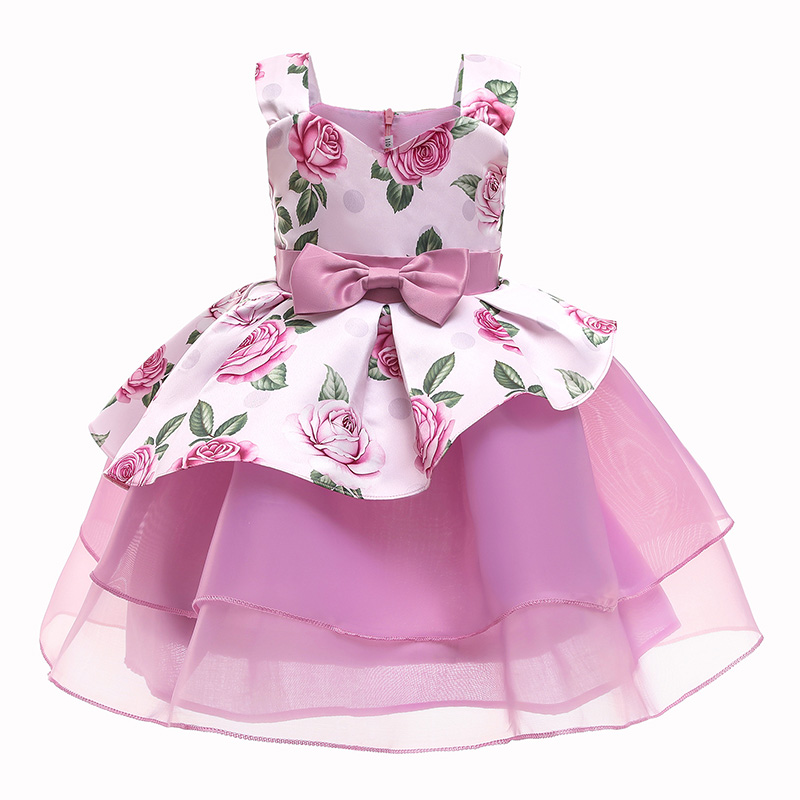 

Lovely Sweet Print Pink Girl Knee Length Dress