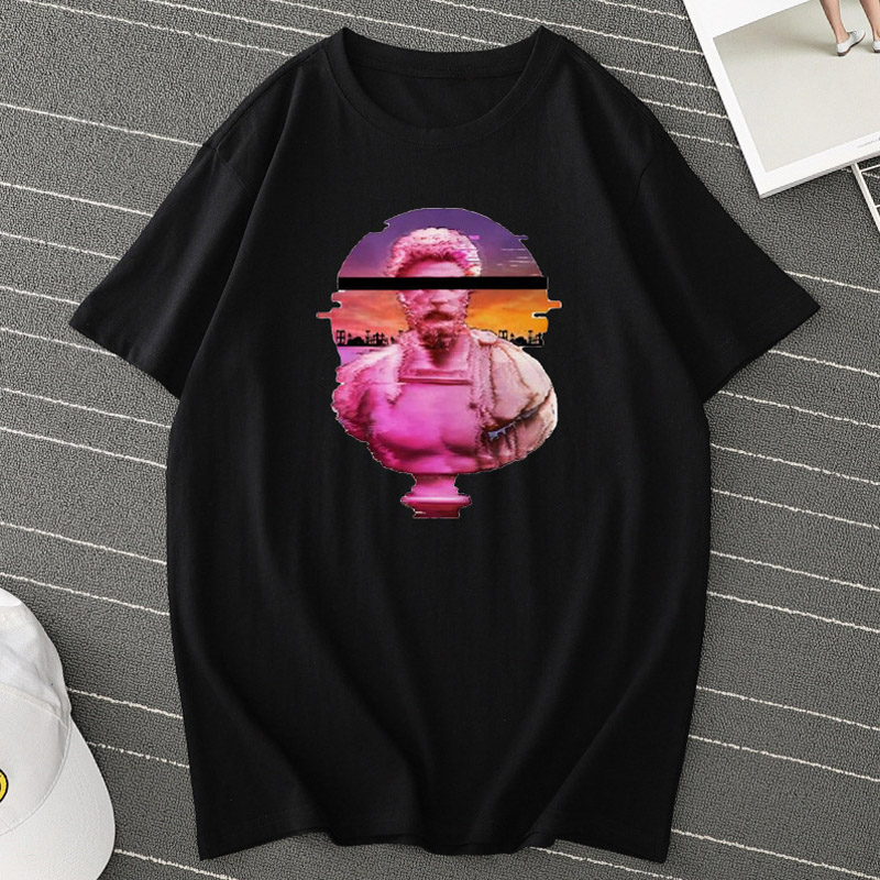 

Lovely Leisure O Neck Print Black T-shirt