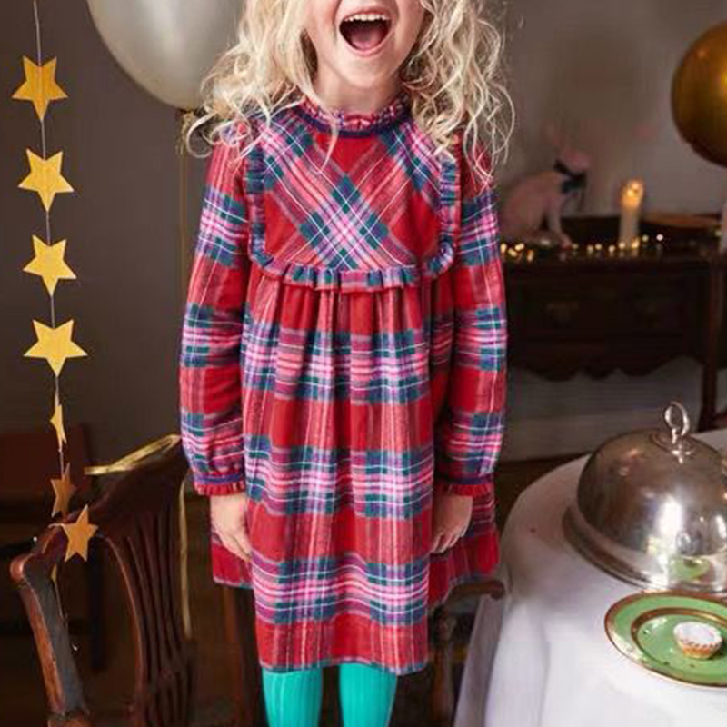 

Lovely Sweet Grid Red Girl Knee Length Dress