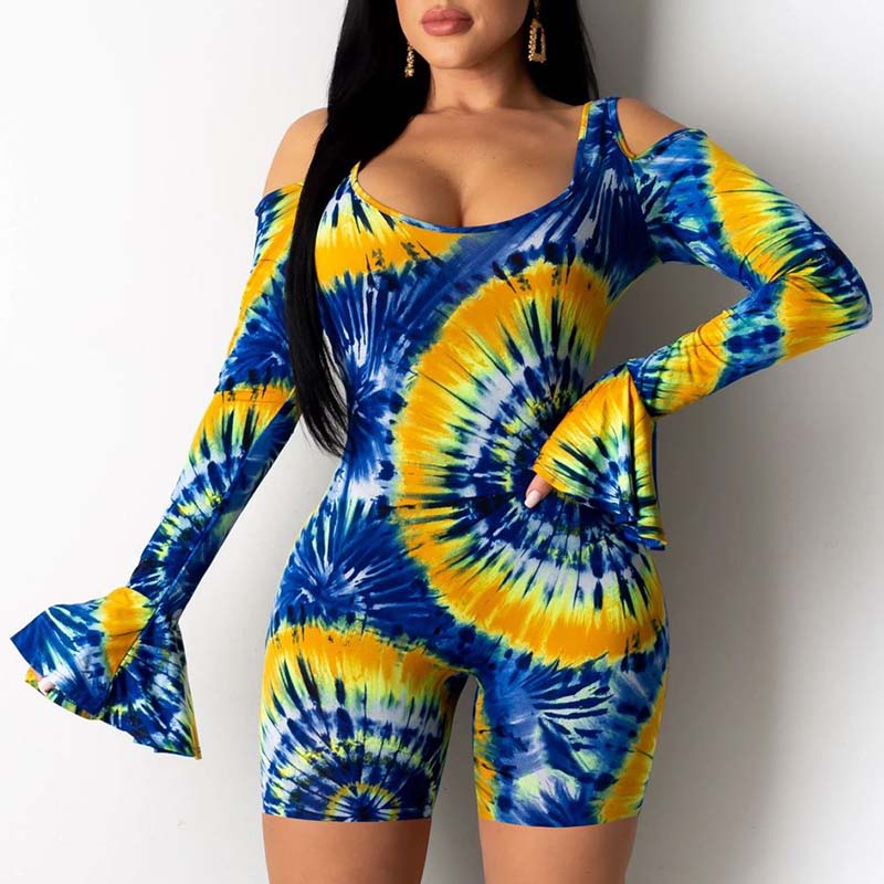 

Lovely Trendy Tie-dye Baby Blue One-piece Romper