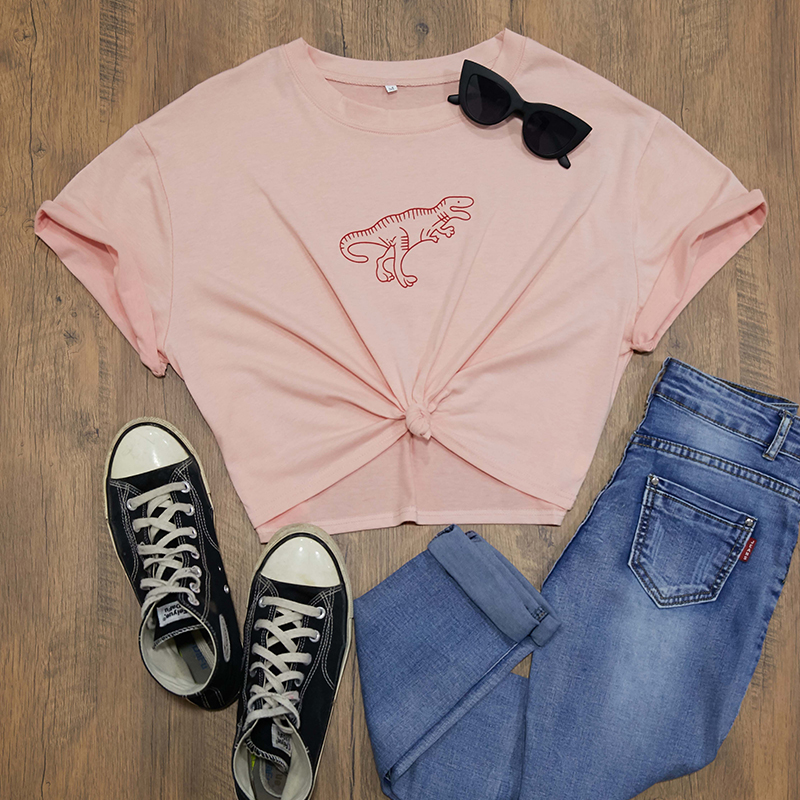 

Lovely Casual O Neck Print Pink T-shirt