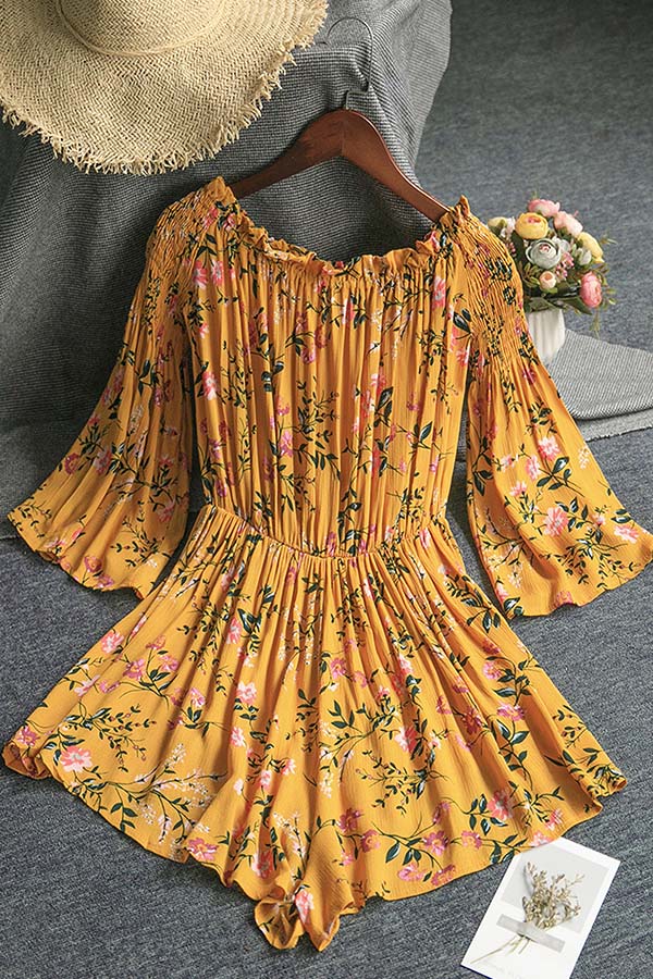 

Lovely Bohemian Print Yellow One-piece Romper