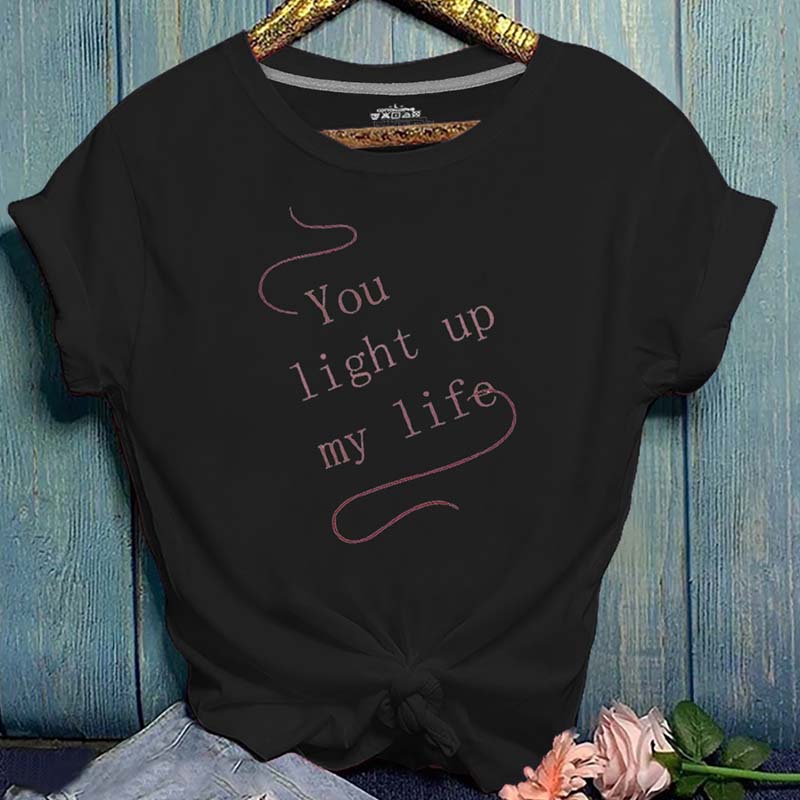 

Lovely Casual O Neck Letter Black T-shirt