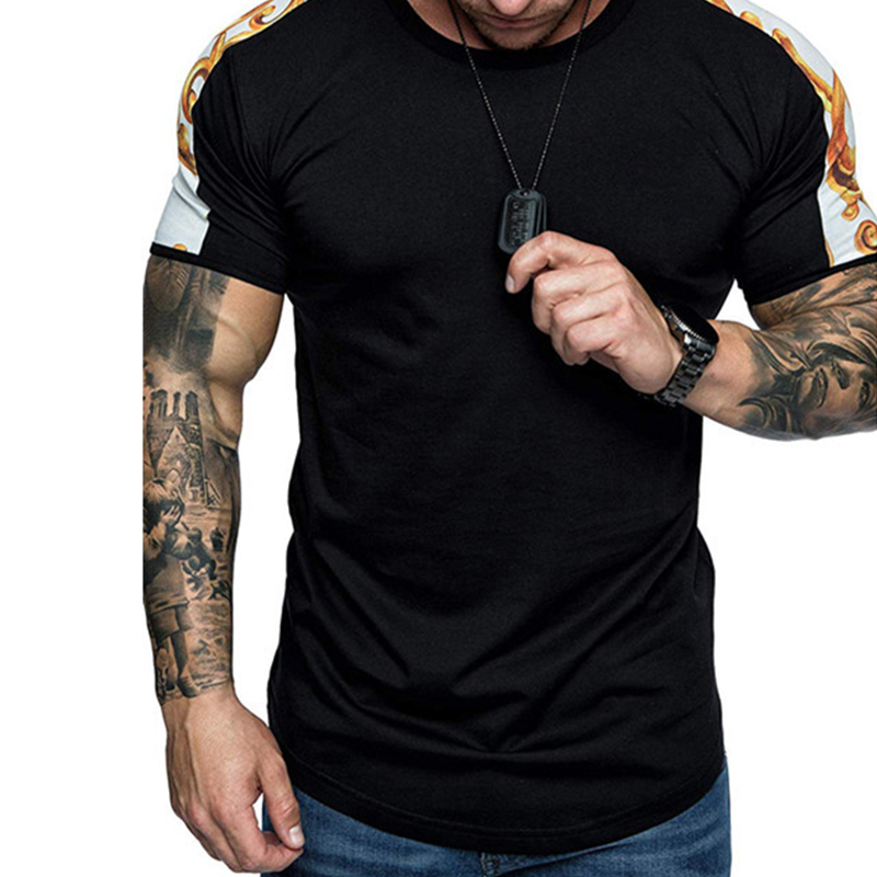 

Lovely Casual O Neck Patchwork Black T-shirt