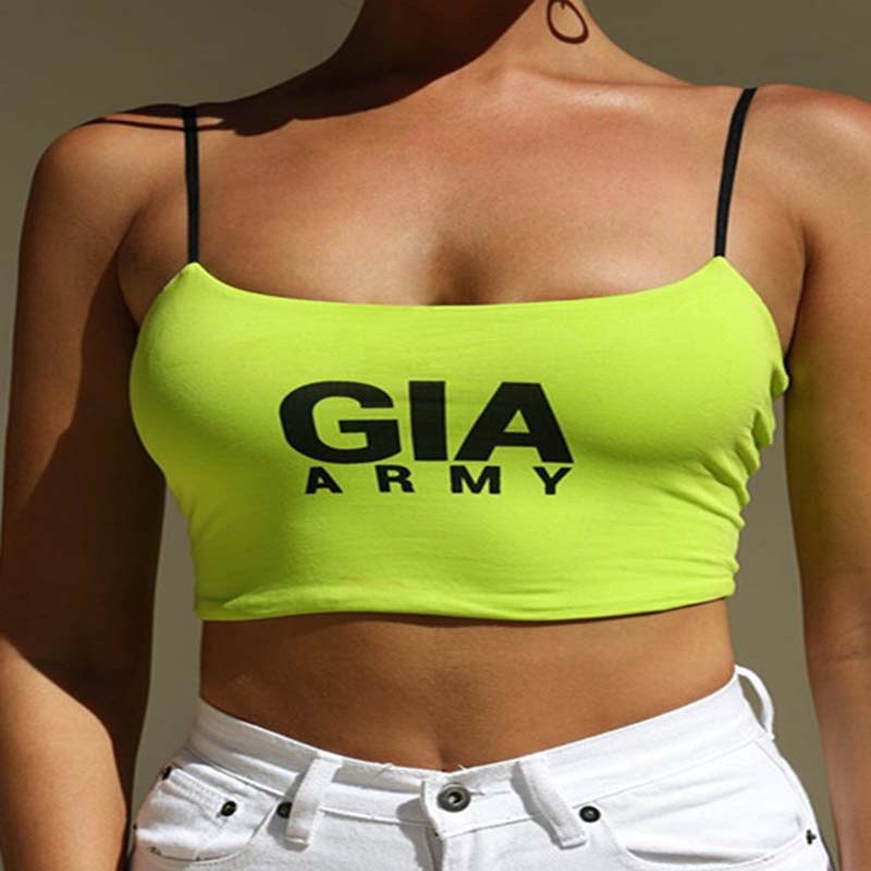 

Lovely Sportswear Letter Green Camisole