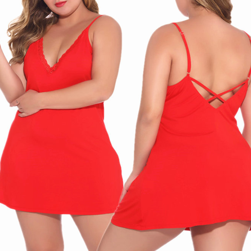

Lovely Sexy Deep V Neck Red Babydolls