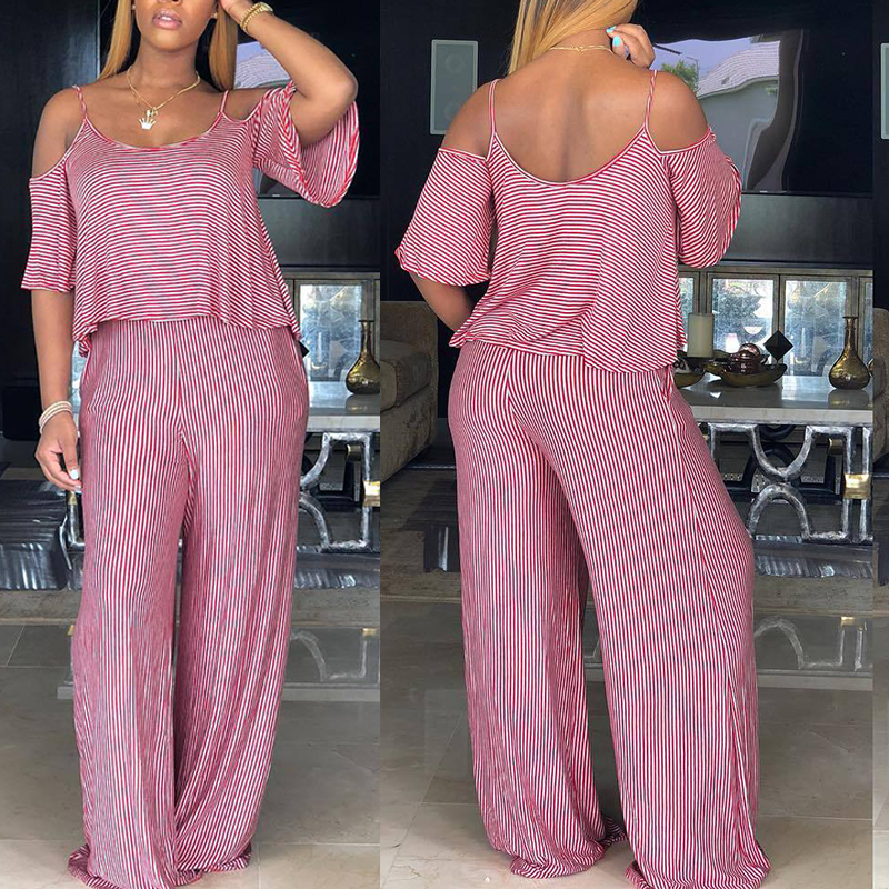 

Lovely Trendy Striped Red One-piece Jumpsuit