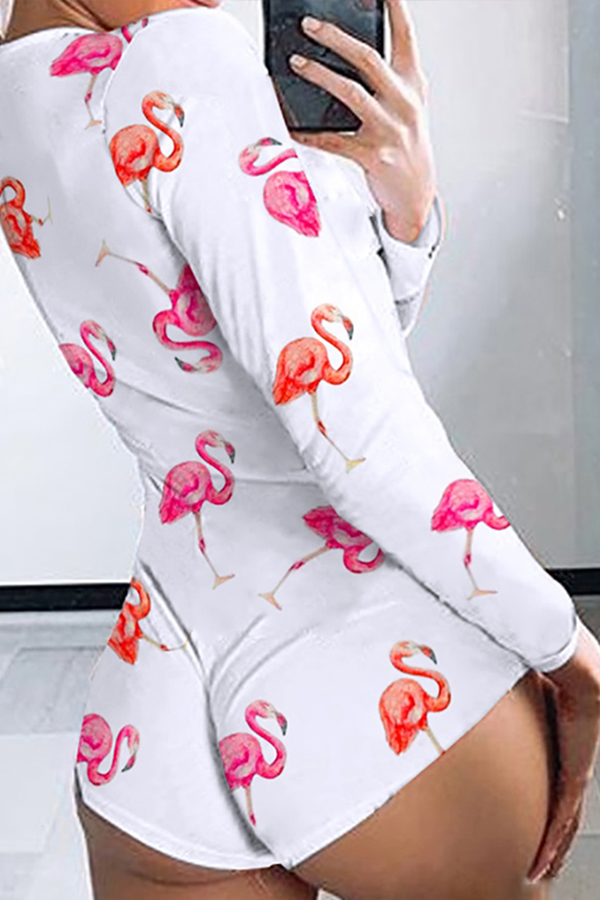 

Lovely Stylish Print Pink One-piece Romper