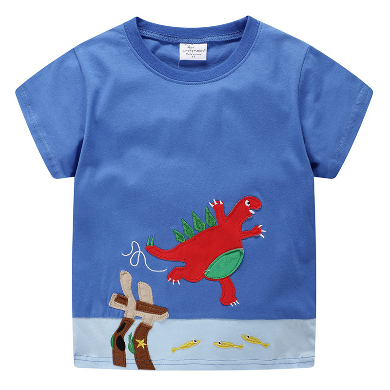 

Lovely Casual O Neck Embroidered Blue Boy T-shirt