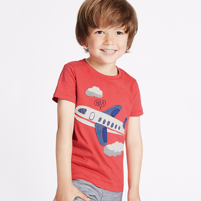 

Lovely Casual O Neck Cartoon Print Red Boy T-shirt