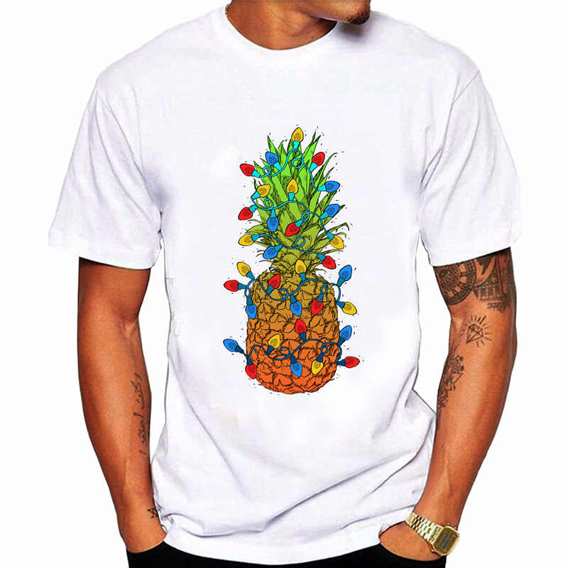 

Lovely Leisure O Neck Pineapple Print White T-shirt