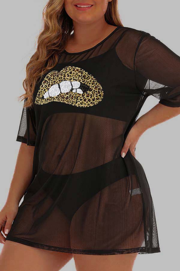 

Lovely Leisure O Neck Leopard Print Plus Size T-shirt