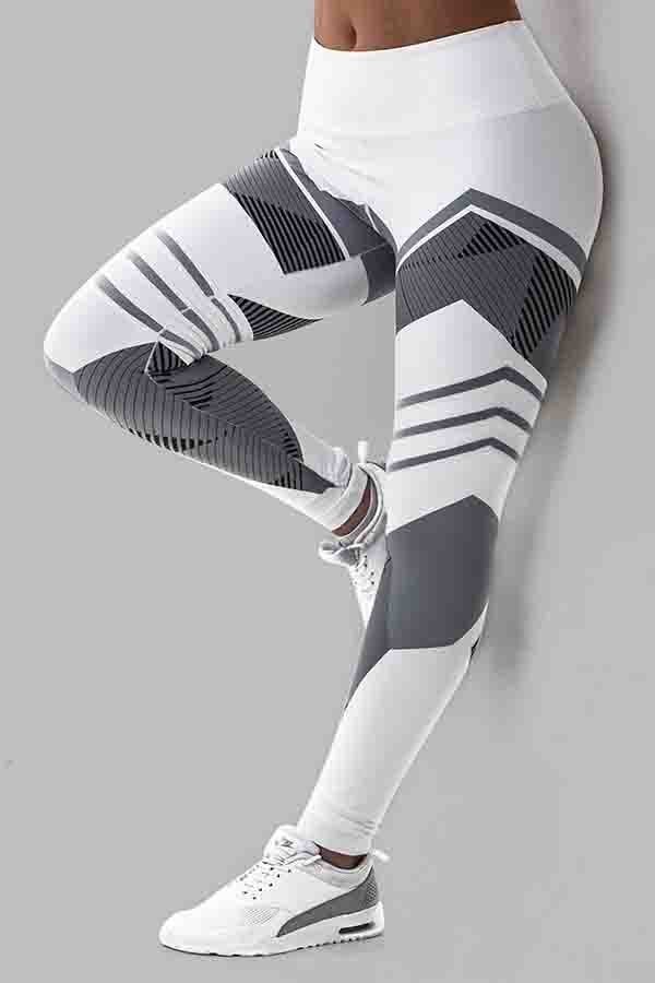 

Lovely Sportswear Print White Plus Size Pants
